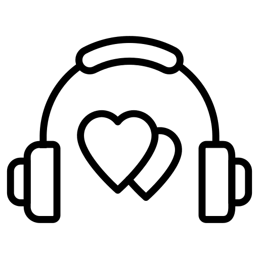 Headphones music and multimedia earphones romantic icon