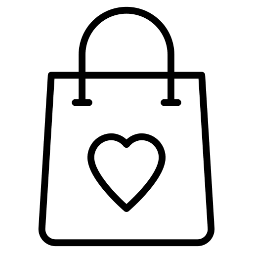 Shopping bag present heart shopping bag icon