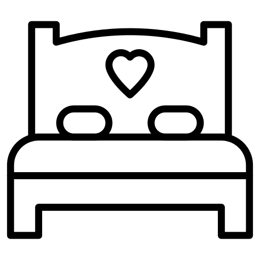 Bedroom bed honey moon love and romance icon