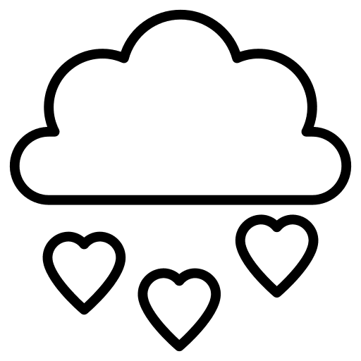 Cloud heart valentines day rain icon