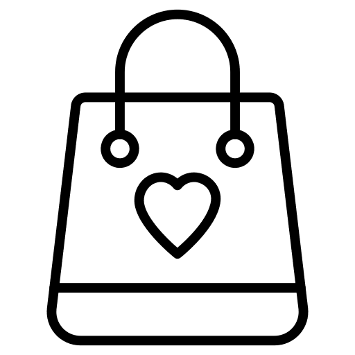 Shopping bag heart love and romance paper bag icon