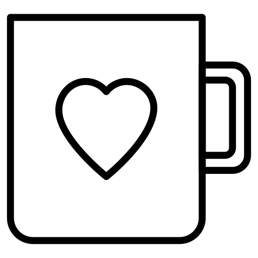 Tea cup love and romance cup heart icon