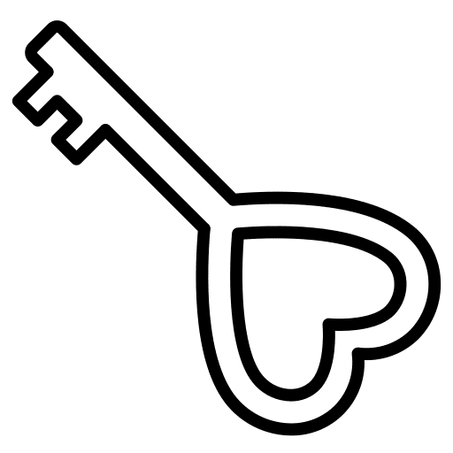 Love key heart love and romance key icon