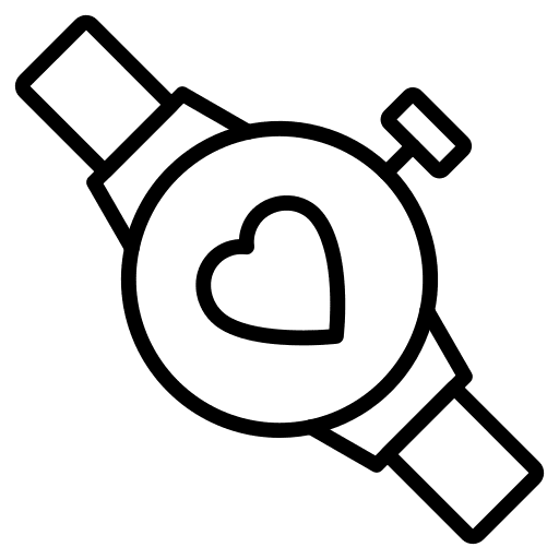 Watch love and romance heart wristwatch icon