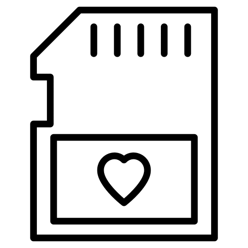 Memory card memory card heart love and romance icon