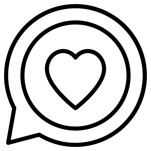 Chat compliment heart speech bubble icon