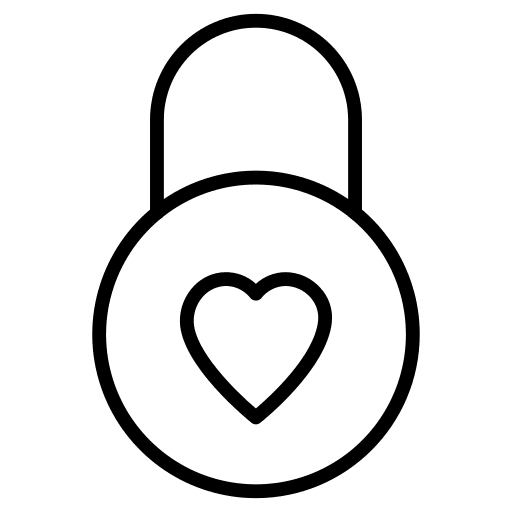 Lock love and romance heart lock heart icon