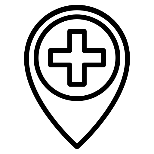 Hospital healthcare hospital building map pointer icon