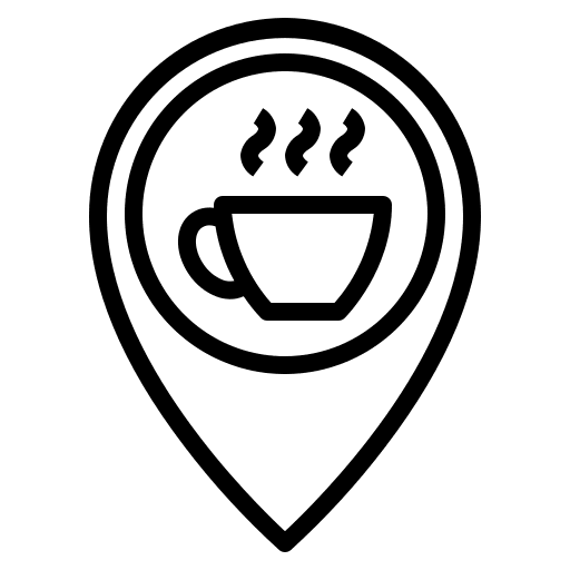 Coffee pointer maps and location map pointer icon