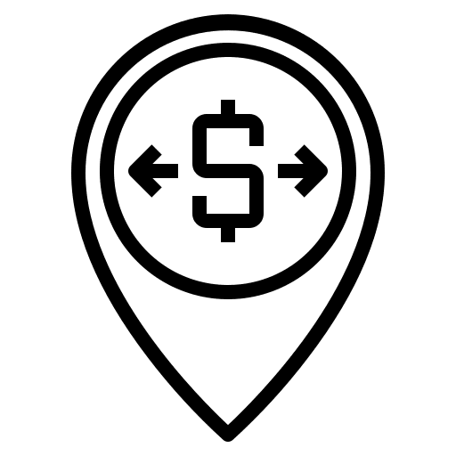 Money exchange maps and location placeholder exchange icon