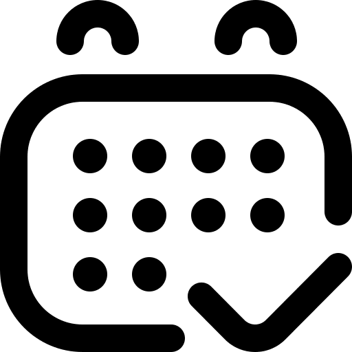 Calendar event check mark time and date icon