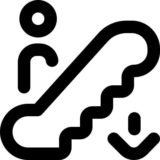 Escalator down down arrow transportation escalator down icon