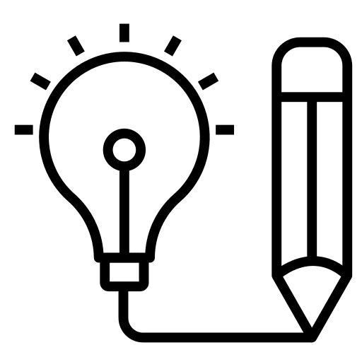 Creativity pencil bulb light bulb icon