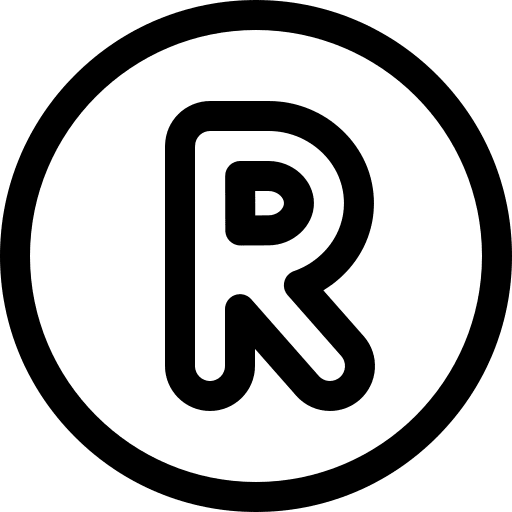 Registered trademark protected logo signaling icon