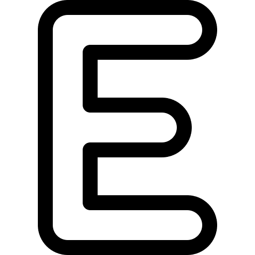 E shapes and symbols vowel education icon