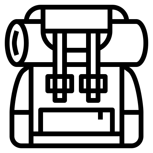 Backpack trekking travel adventurer icon