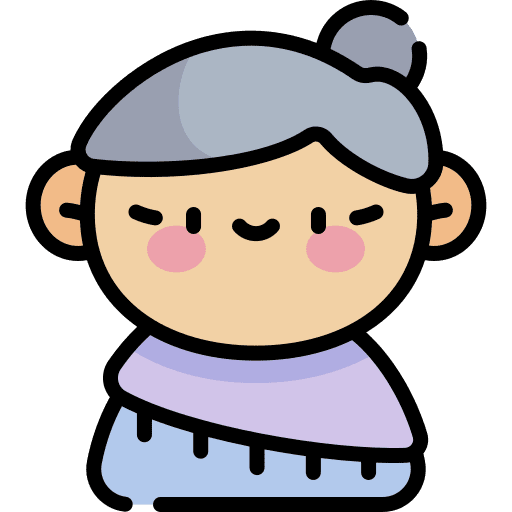 Old woman bun elderly profile icon