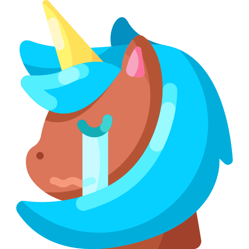 Unicorn crying fantasy fairy tale icon
