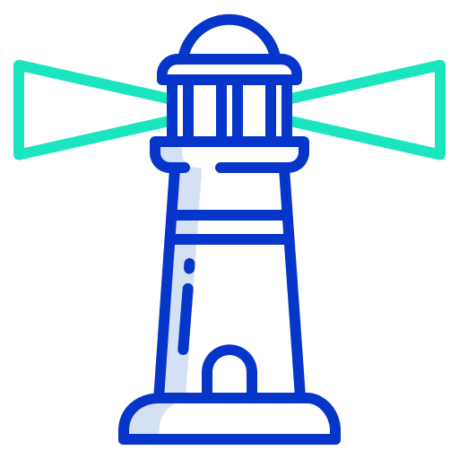 Lighthouse light orientation tower icon