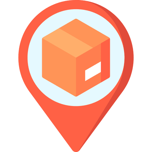 Location tracking cardboard box business icon