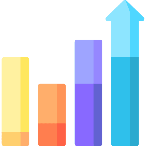 Statistics business bar chart business impact icon