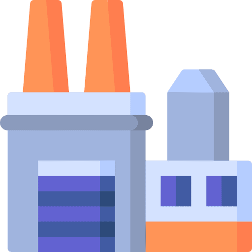 Factory pollution buildings power plant icon