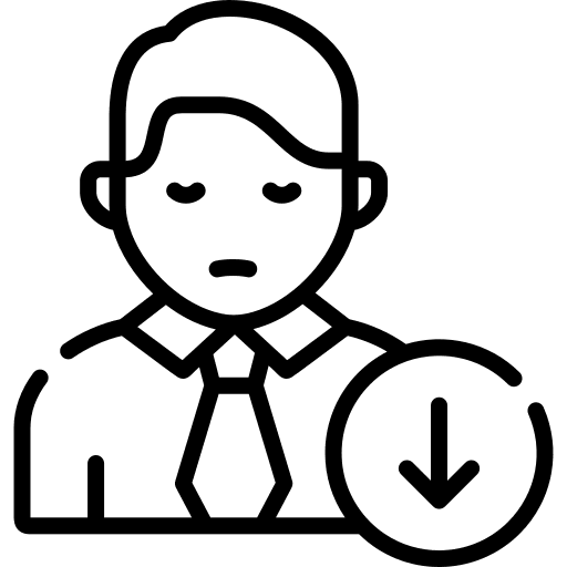 Career down arrow professions and jobs loss icon