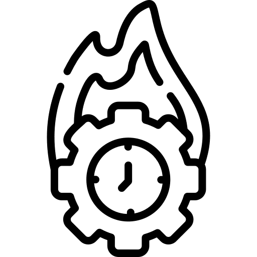 Overtime gear flame clock icon