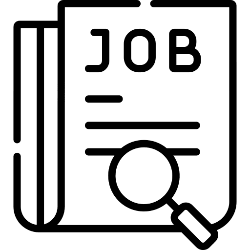 Job search symbol newspaper magnifier icon