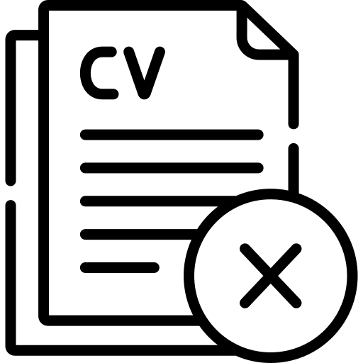 Rejected curriculum vitae cv professions and jobs icon