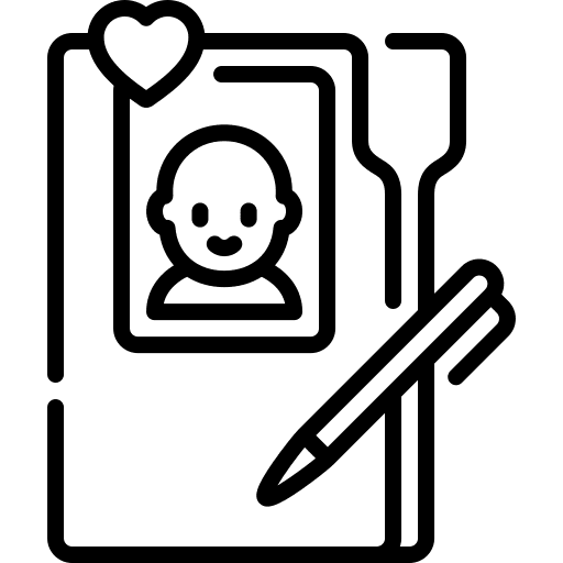Adoption form kid and baby pen files and folders icon
