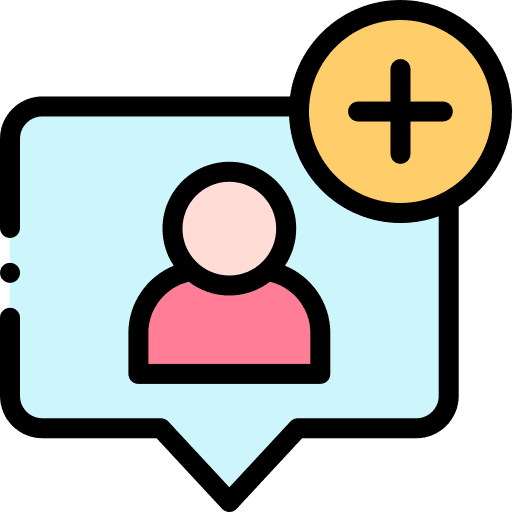 Add user people avatar speech bubble icon