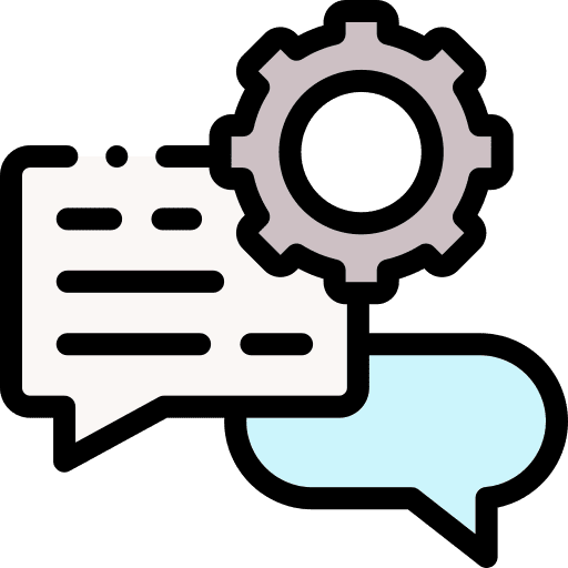 Settings interface cogwheel speech balloon icon