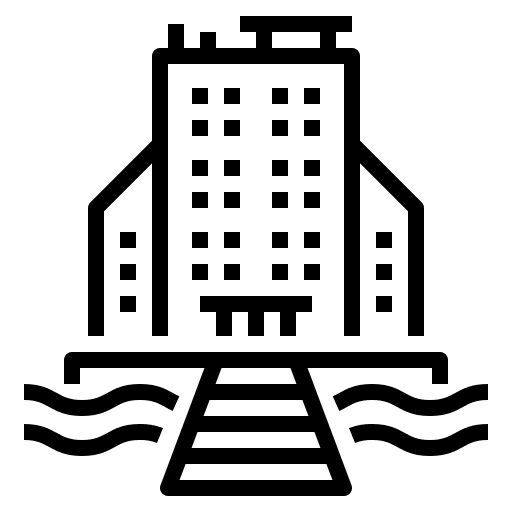 Hotel building vacation sea icon