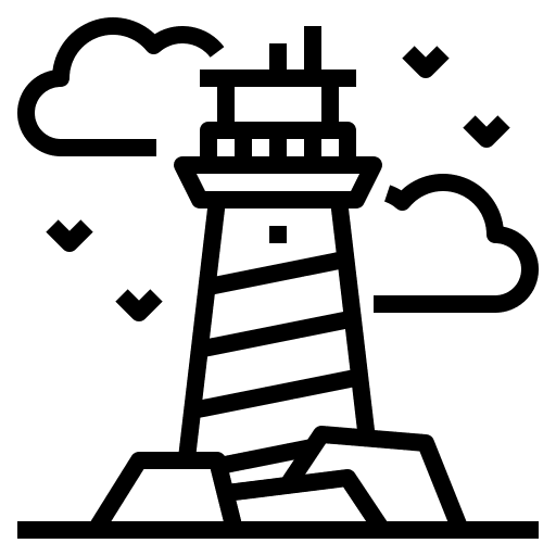 Lighthouse orientation building security icon