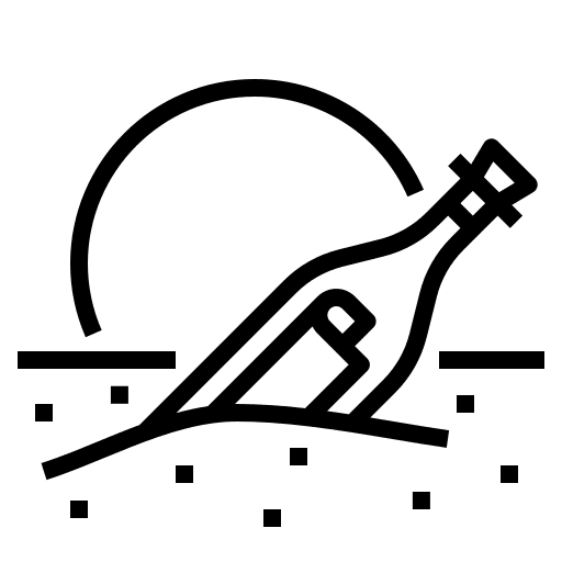 Message in a bottle sand communication beach icon