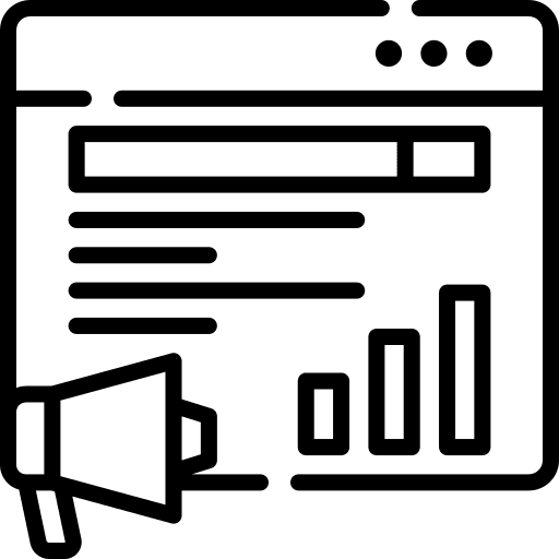 Sem statistics seo and web data analytics icon