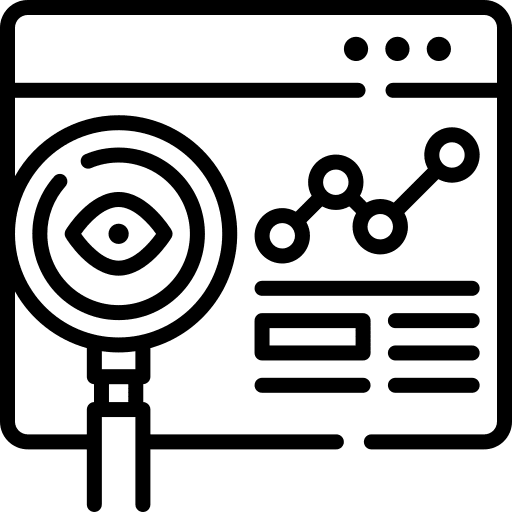 Seo magnifying glass monitoring seo icon
