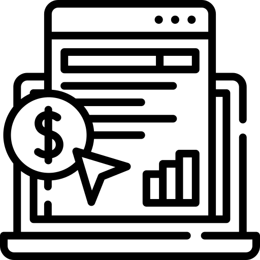 Pay per click seo and web dollar laptop icon