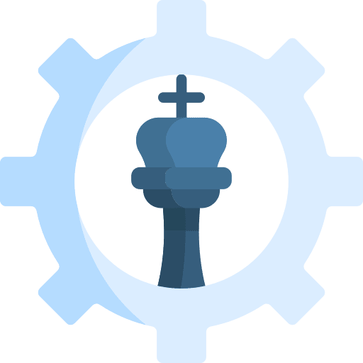 Chess pawn plan cogwheel icon
