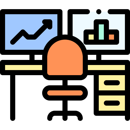 Statistics statistics worker desk icon