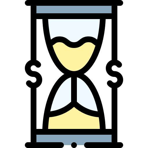 Hour glass business and finance dollar currency icon