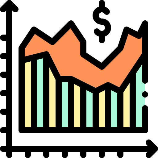Line chart arrow line chart statistics icon