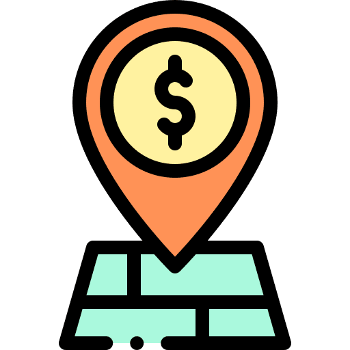Location placeholder map pointer money icon