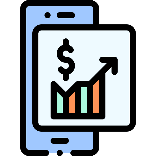 Market analysis electronics bar chart screen icon