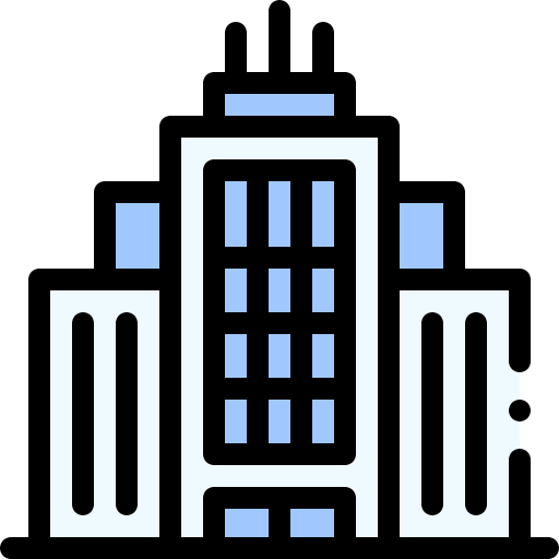 Office building architecture and city architectonic office block icon