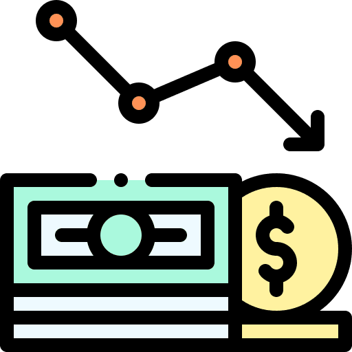Bankruptcy business money arrow icon