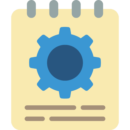 Notepad files and folders cog gear icon