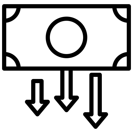 Cash withdrawal accounting down arrow business and finance icon