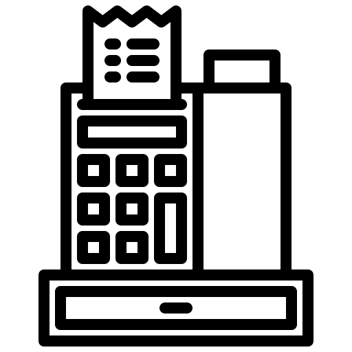 Cash register credit card business and finance payment icon